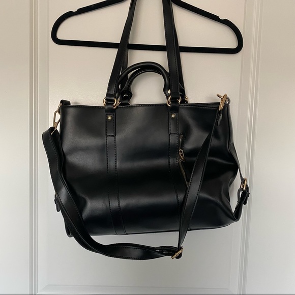 Katter Genuine Leather 3-in-1 Handbag Tote Cross-body Purse BLACK - Picture 6 of 12